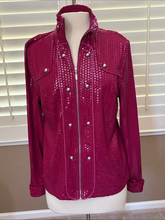 Lisa international Jackets & Blazers - Lisa International Women's Fuchsia Studded Zip-Front Jacket size M new